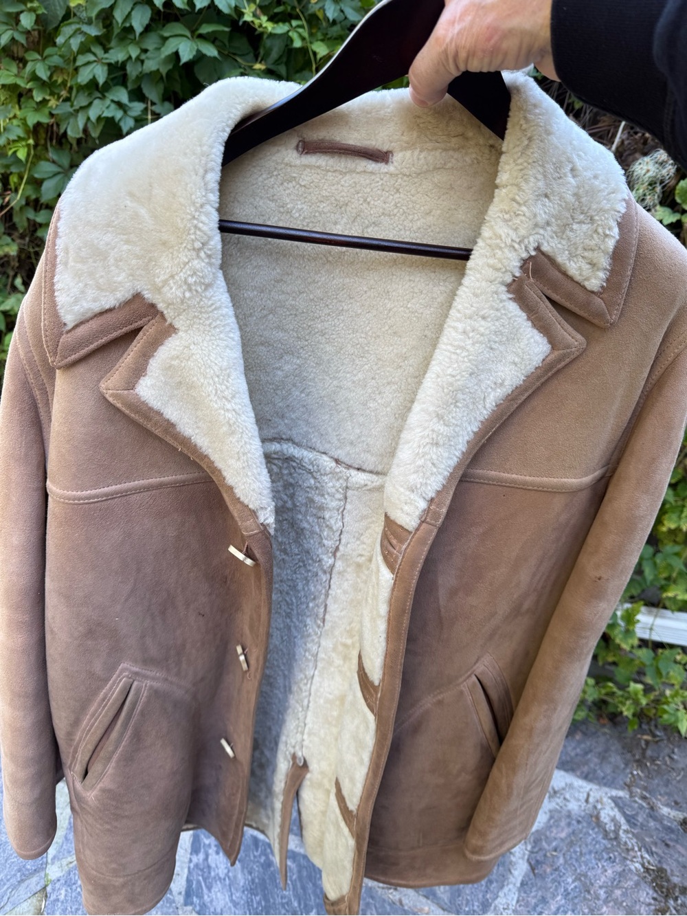 Woolrich Brown Suede Shearling Jacket with Cream Lining